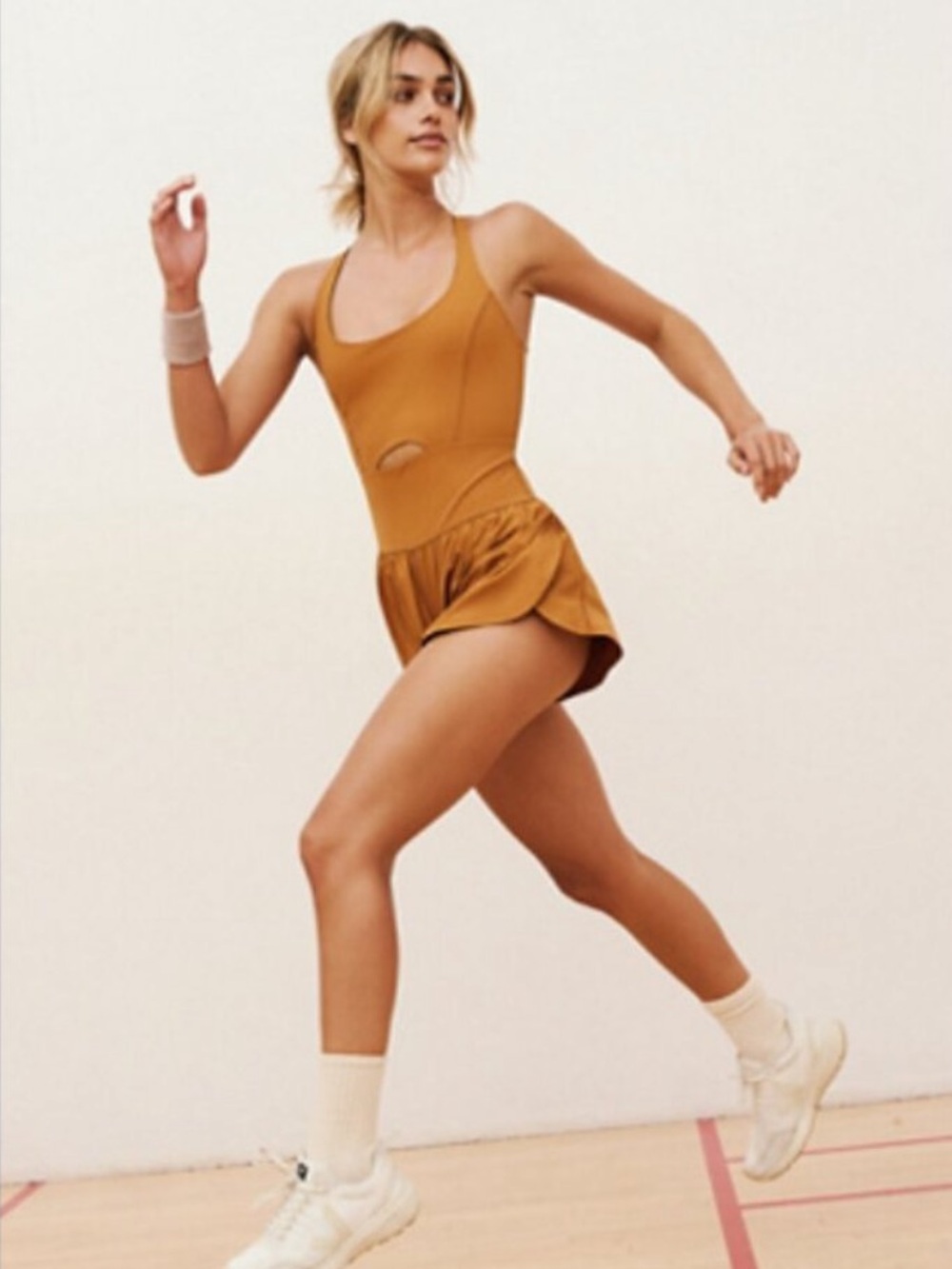 Free People Movement Righteous Runsie Burnt Orange Romper Medium